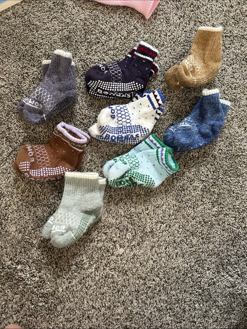 Bombas Baby Non-Slip Socks - Navy, White, Brown, Gray, Blue, Green, Tan